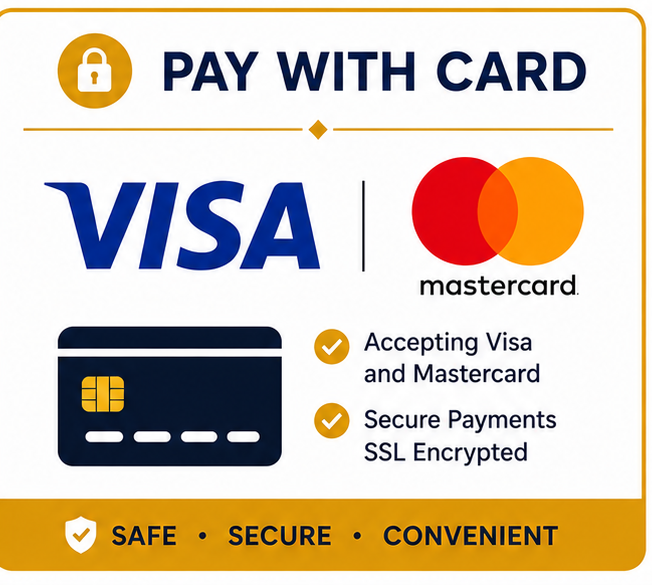 Secure payment with Visa or Mastercard