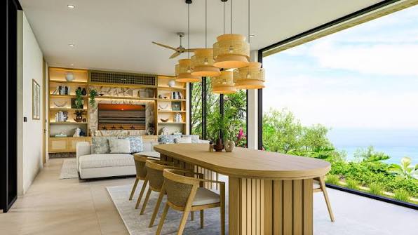 Contemporary private villa dining space