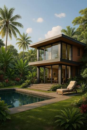 Secluded tropical villa and pool