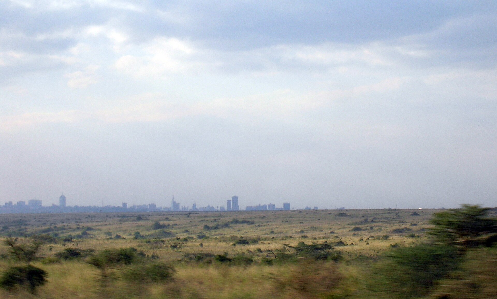 Nairobi skyline viewed from Nairobi National Park